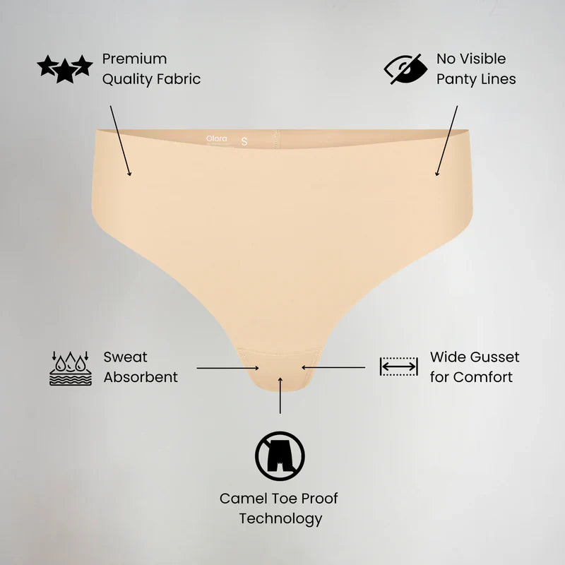 Elovya Invisible Camel Toe Thong High Rise