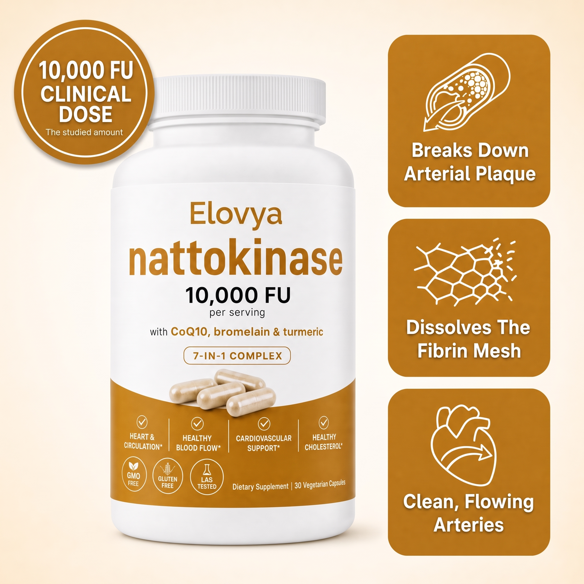Elovya Nattokinase 10,000 FU clinical dose
